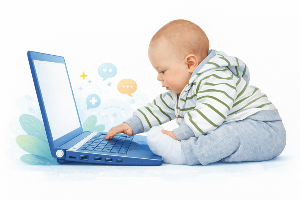 baby at a computer